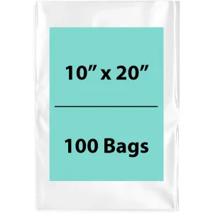 10X20 inches Clear Flat Poly Bags 1.5Mil Open Top (LDPE)