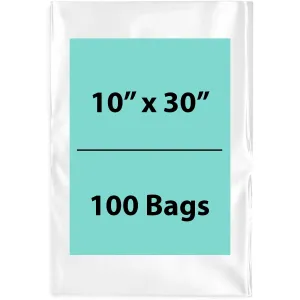 10X30 inches Clear Flat Poly Bags 1.5Mil Open Top (LDPE)