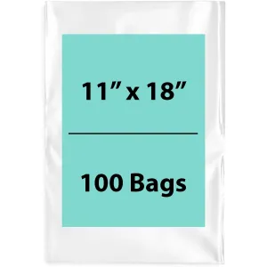 11X18 inches Clear Flat Poly Bags 1.5Mil Open Top (LDPE)