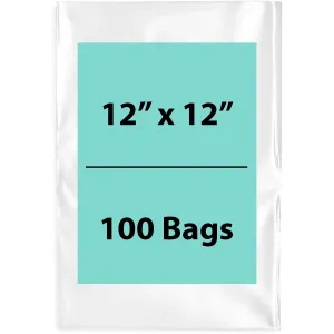 12X12 inches Clear Flat Poly Bags 1.5Mil Open Top (LDPE)