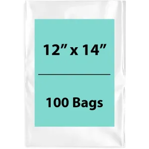 12X14 inches Clear Flat Poly Bags 1.5Mil Open Top (LDPE)