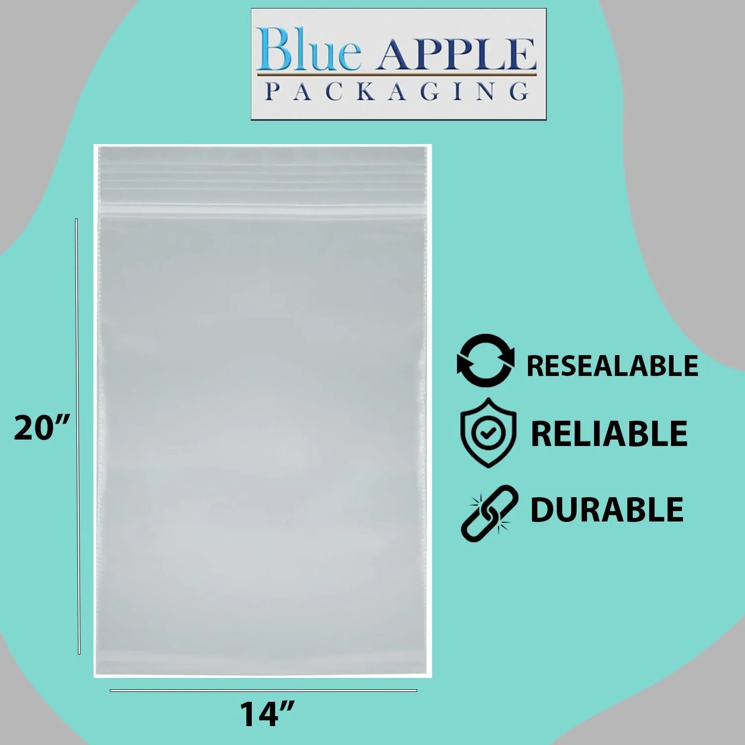 14X20 inches Reclosable Single Line Zipper Poly Bags 4 Mil (LDPE)