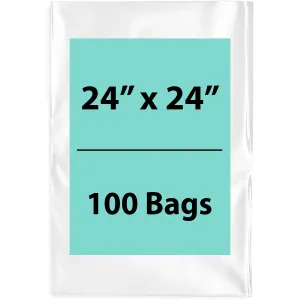 24X24 inches Clear Flat Poly Bags 4Mil Open Top (LDPE)