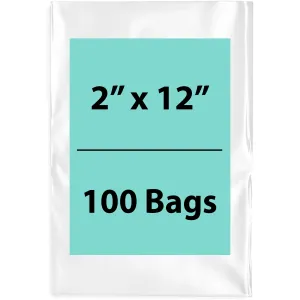 2X12 inches Clear Flat Poly Bags 1.5Mil Open Top (LDPE)
