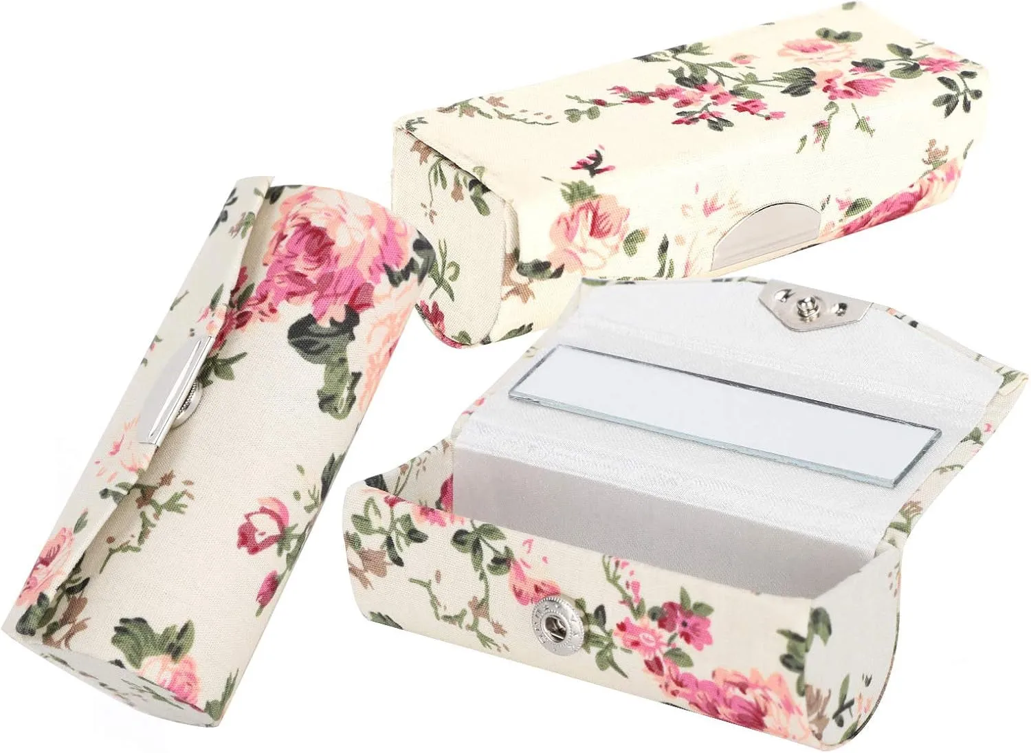 3Pcs Lipstick Case Holder with Mirror Lipstick Box, Lipstick Storage Box with Mirror Lipstick Storage Exquisite Pattern Lipstick Storage Box Diy Empty Lipstick Tube Case Cosmetic