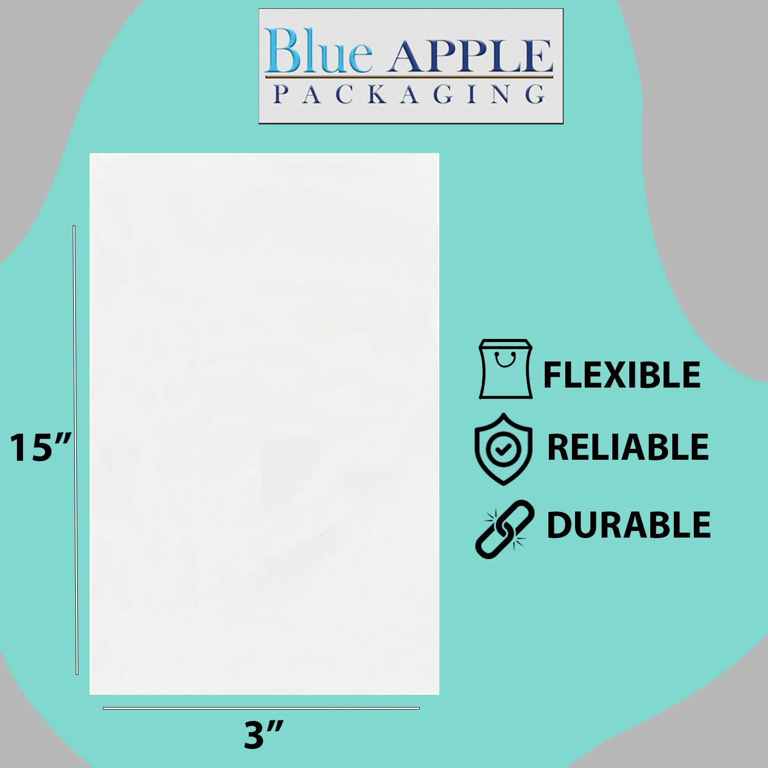 3X15 inches Clear Flat Poly Bags 1.5Mil Open Top (LDPE)