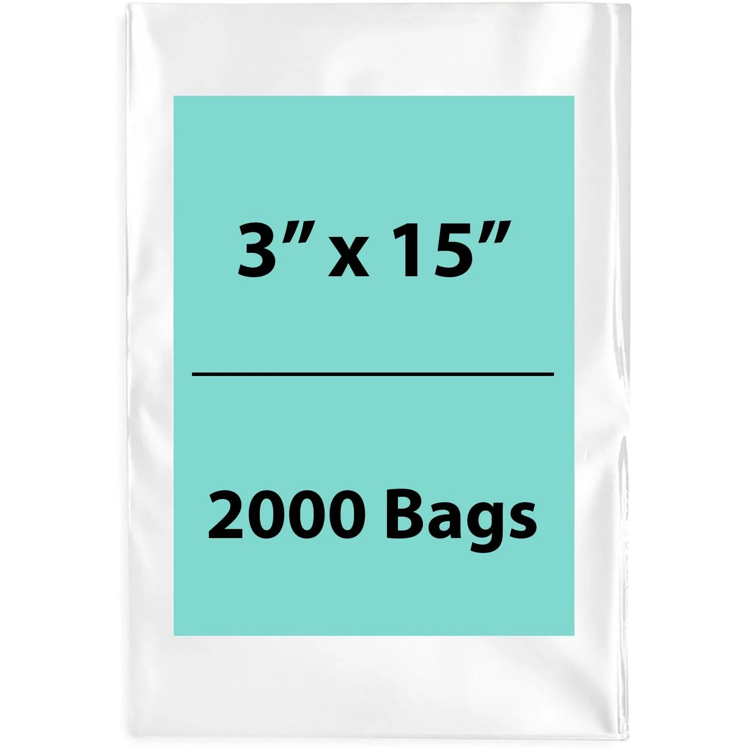 3X15 inches Clear Flat Poly Bags 1.5Mil Open Top (LDPE)