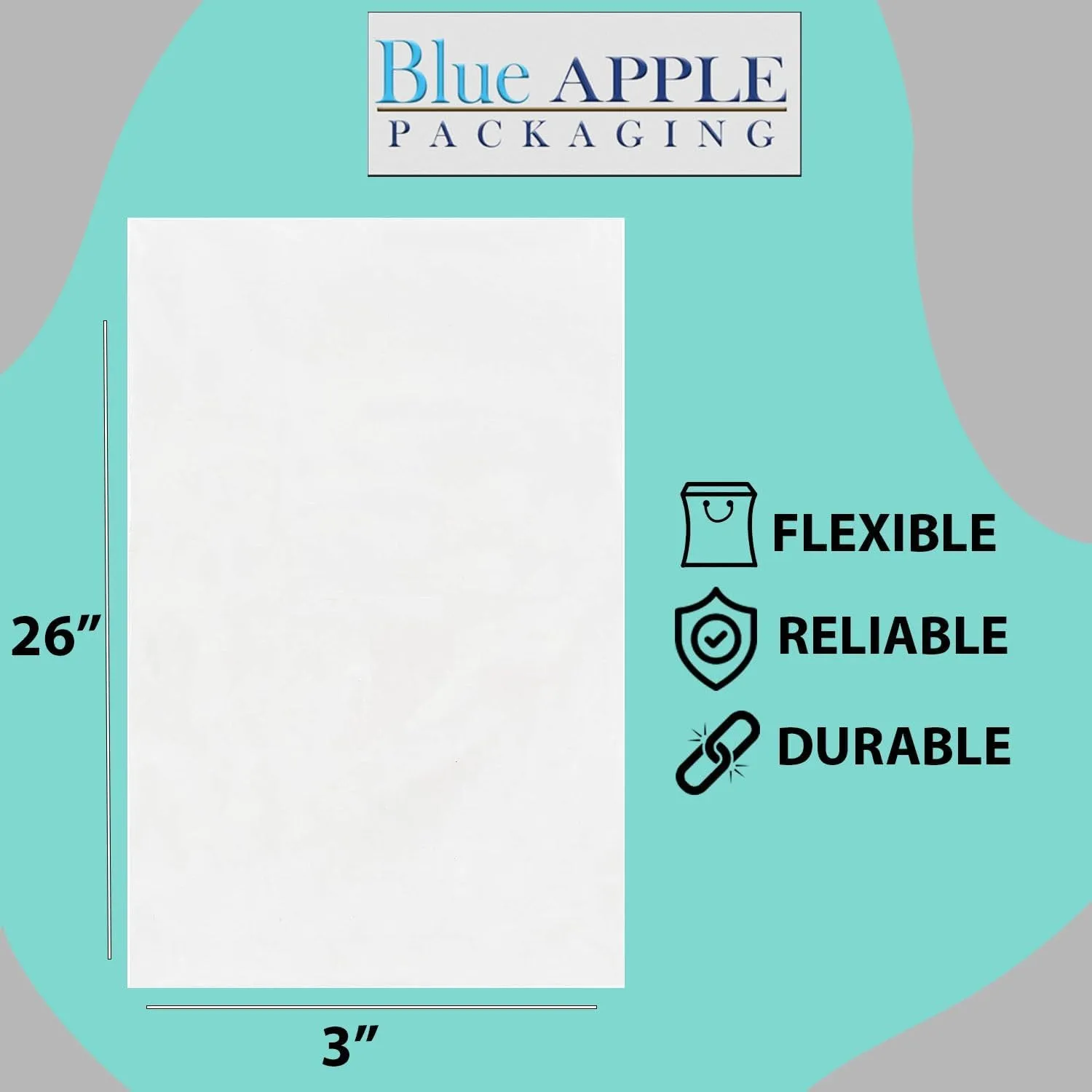 3X26 inches Clear Flat Poly Bags 4Mil Open Top (LDPE)