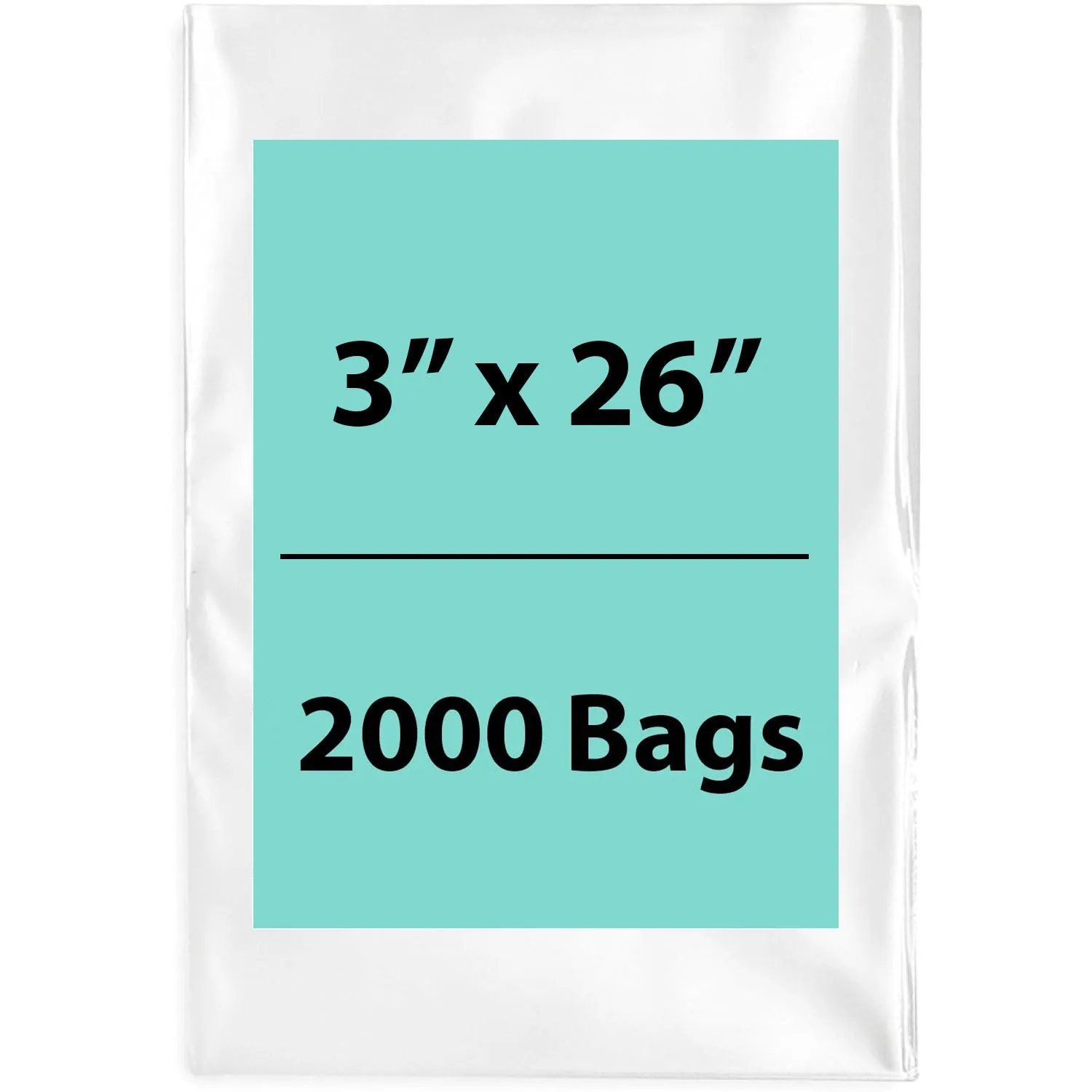3X26 inches Clear Flat Poly Bags 4Mil Open Top (LDPE)