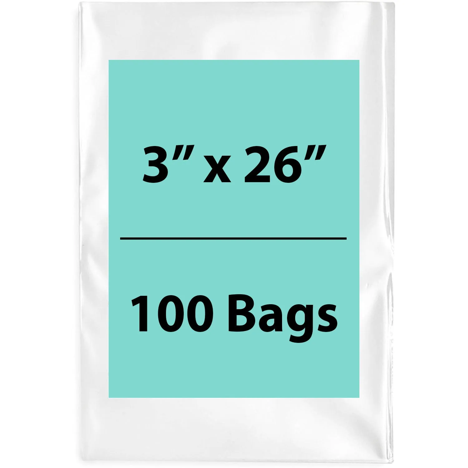 3X26 inches Clear Flat Poly Bags 4Mil Open Top (LDPE)