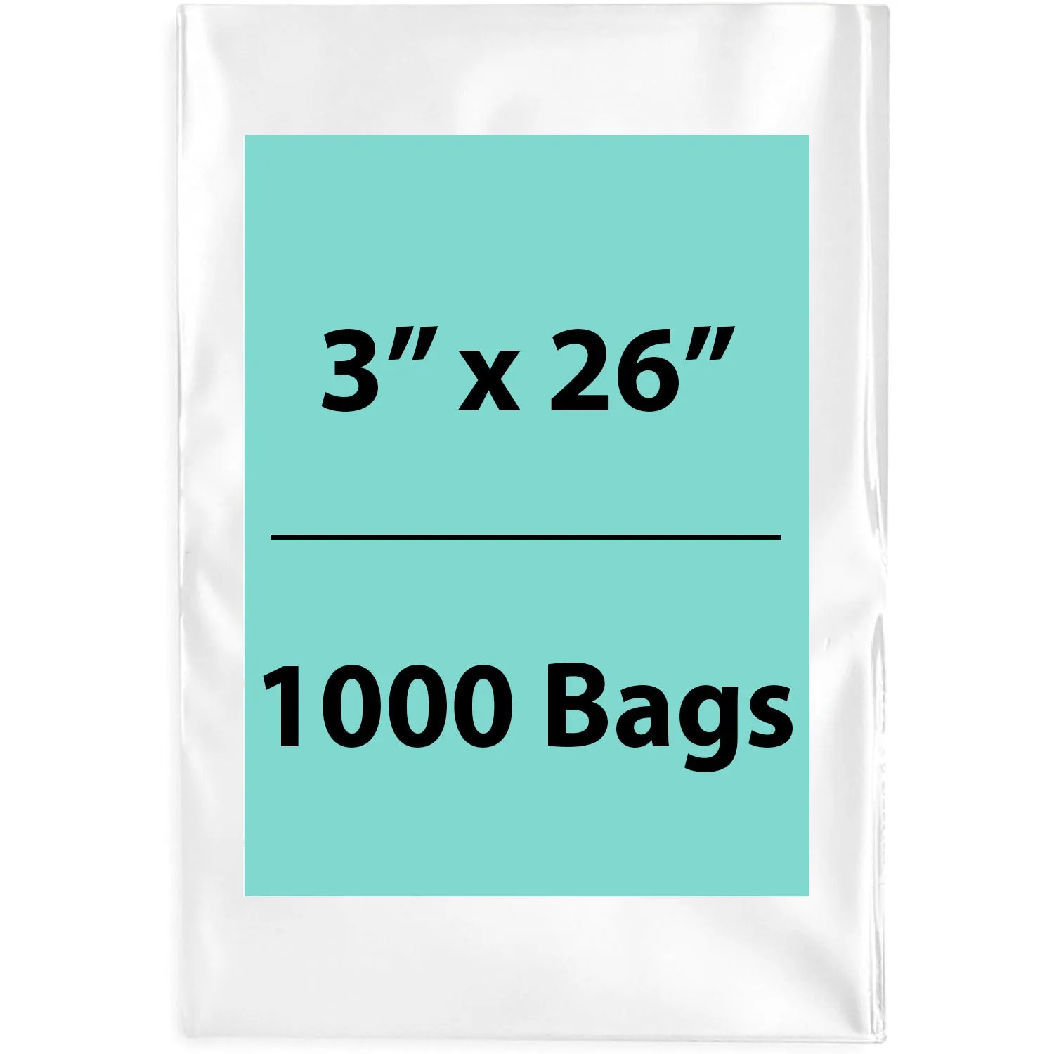 3X26 inches Clear Flat Poly Bags 4Mil Open Top (LDPE)