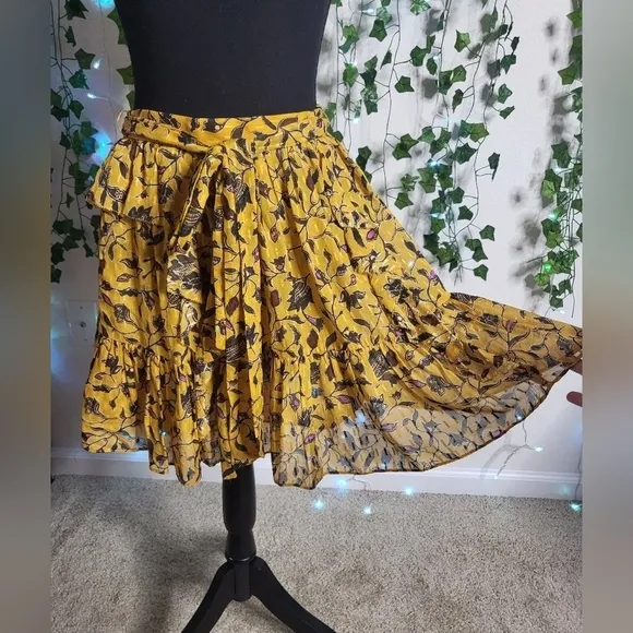 💚3XHP💚Ulla Johnson Zea Ruffle Mini Silk Cotton Blend Flowy Boho Skirt