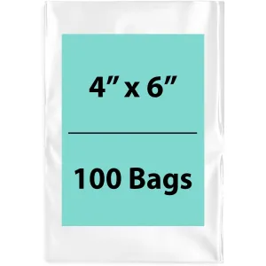 4X6 inches Clear Flat Poly Bags 1.5Mil Open Top (LDPE)