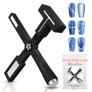 5 in 1 Nail Magnet, Multifunctional Cat Eye Gel Nail Polish Magnet for Nail Art, Strong Magnetic Nail Polish Magnets Nail Design Tools, Black