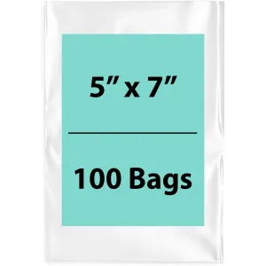 5X7 inches Clear Flat Poly Bags 1.5Mil Open Top (LDPE)