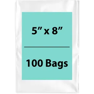 5X8 inches Clear Flat Poly Bags 1.5Mil Open Top (LDPE)