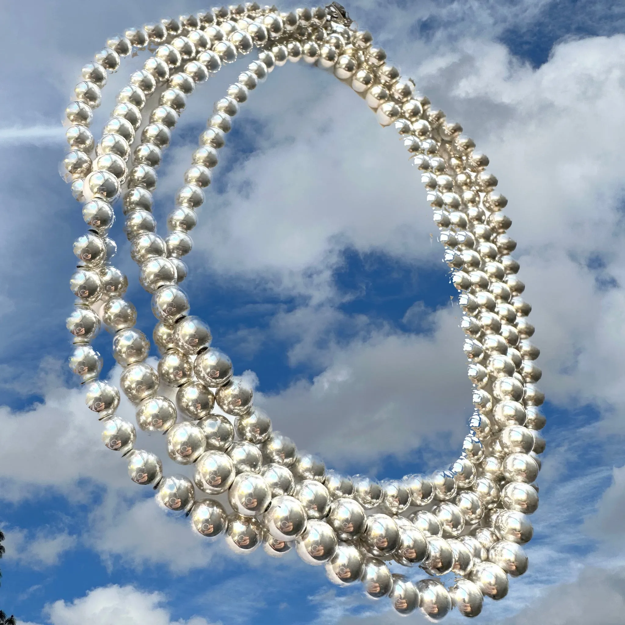 60" Silver "Pearls" with Heart Clasp