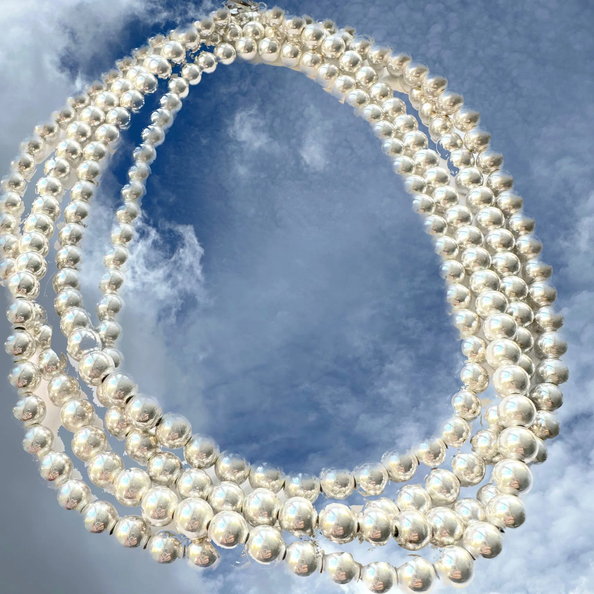 60" Silver "Pearls" with Heart Clasp