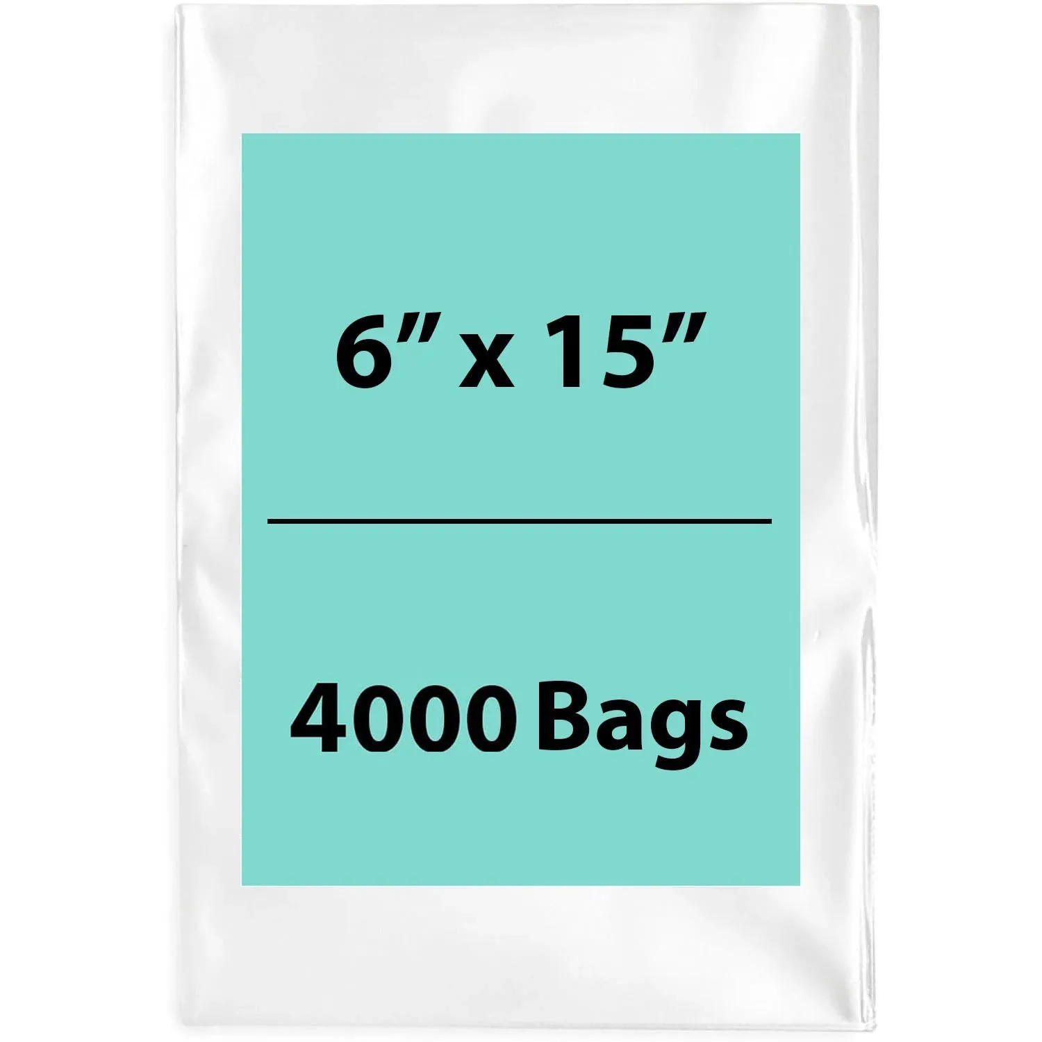 6X15 inches Clear Flat Poly Bags 1.5Mil Open Top (LDPE)