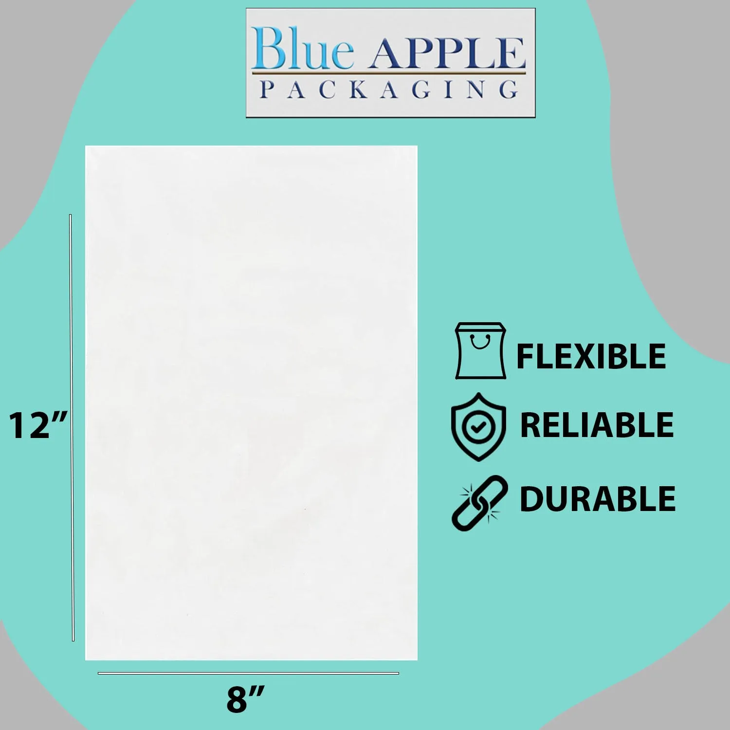 8X12 inches Clear Flat Poly Bags 1.25Mil Open Top (LDPE)