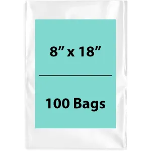 8X18 inches Clear Flat Poly Bags 1.5Mil Open Top (LDPE)