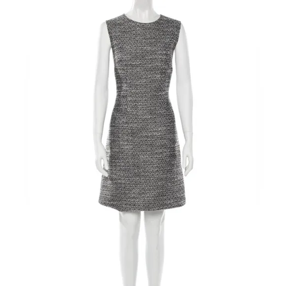 Adam Lippes Collective Gray Tweed Sheath Dress Sleeveless Crew Neck Size 12