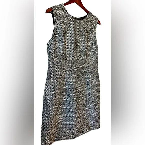 Adam Lippes Collective Gray Tweed Sheath Dress Sleeveless Crew Neck Size 12