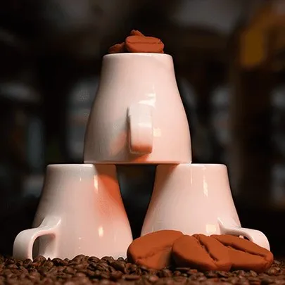 Amazing Coffee Cups and Beans by Adam Wilber & VULPINE Creations