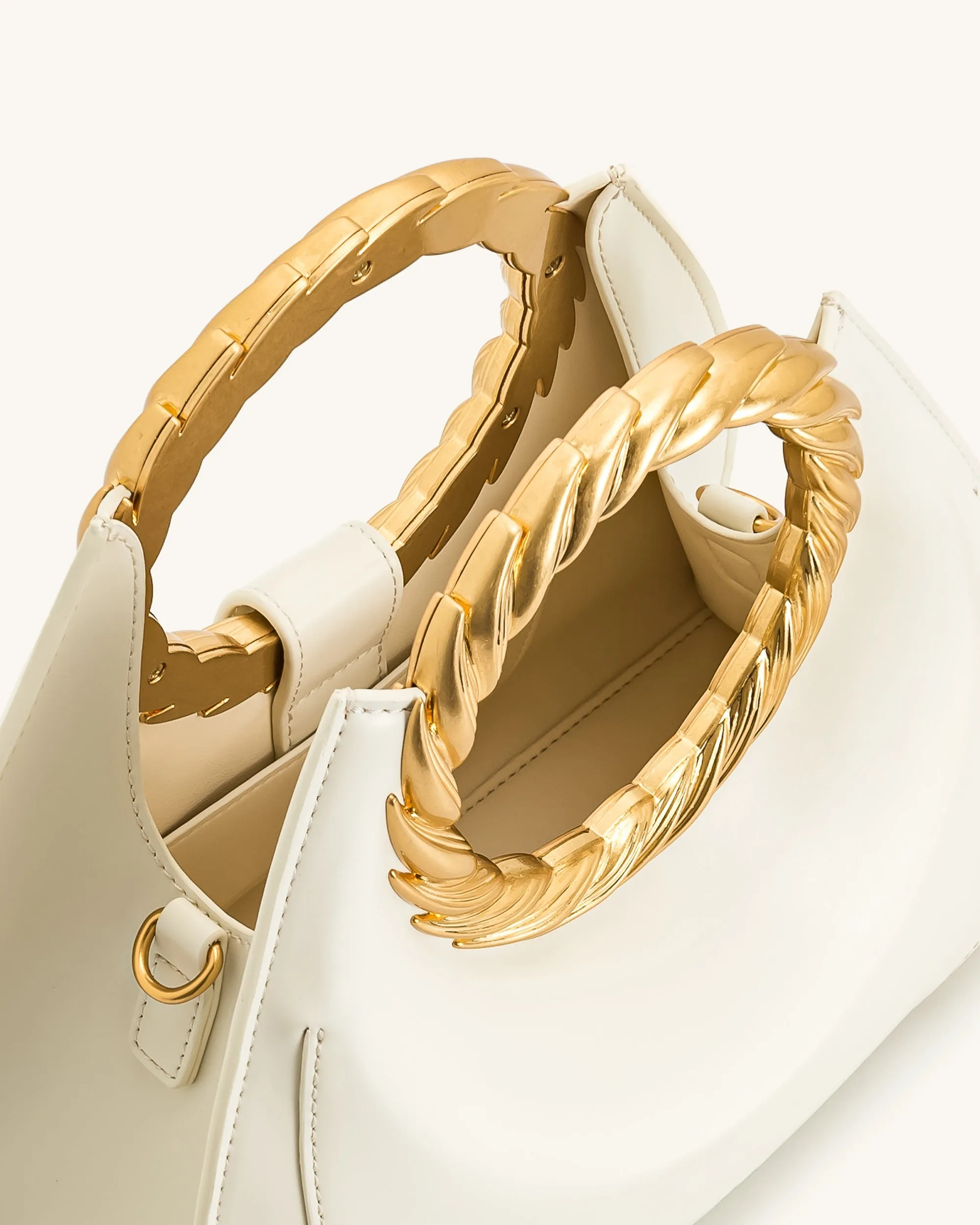 Amiya Leaf Handle Sculpture Bag - White