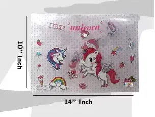 AMKAY clear folder Unicorn Document Bag File Pencil Case Stationery Holder Organizer document Coin Purse Attractive A4 Size Unicorn Waterproof PVC Document Big Bag File Folder Smooth Zipper