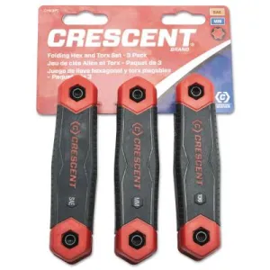 Apex Tool Group Folding Hex Key Sets, Hex/Torx Tip, Inch/Metric, CHK3PC