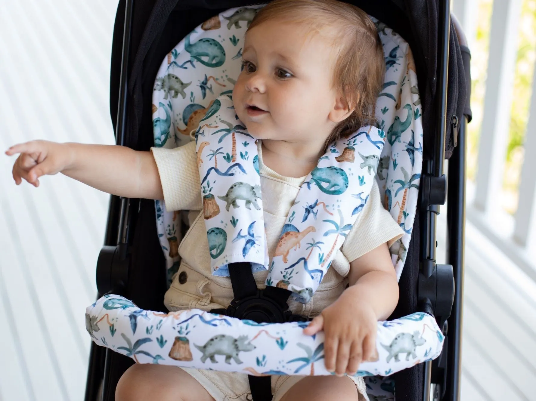 Bambella Designs Pram Bar Cover | Wild Dinosaurs
