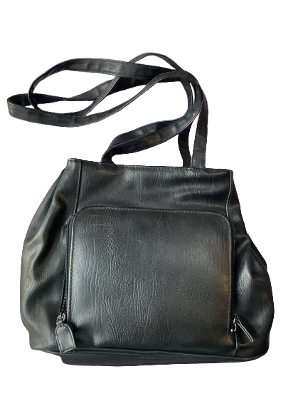 Black Multi Compartment Wallet Shoulder Bag