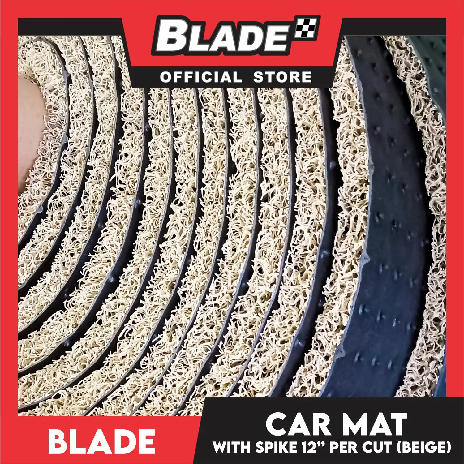 Blade Car Mat (Per Cut) 12''x 45'' Beige with Spike Backing