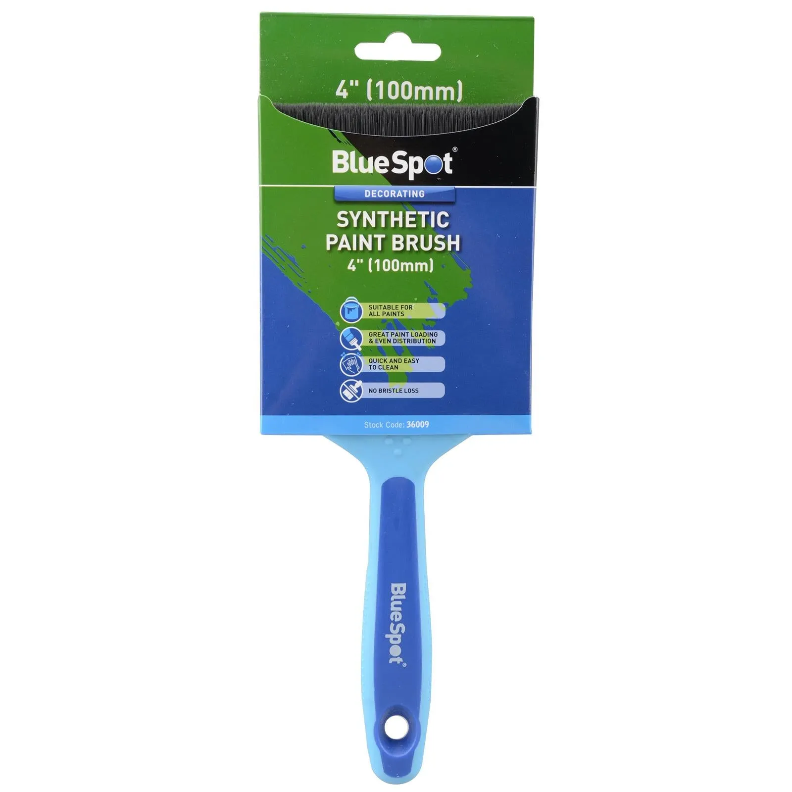 BlueSpot Synthetic Paint Brush with Soft Grip Handle 100mm (4")