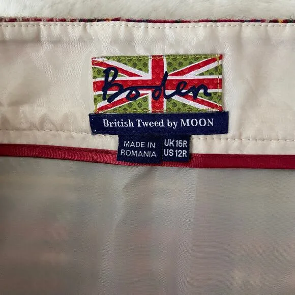 Boden British Tweed by Moon Skirt Size 12