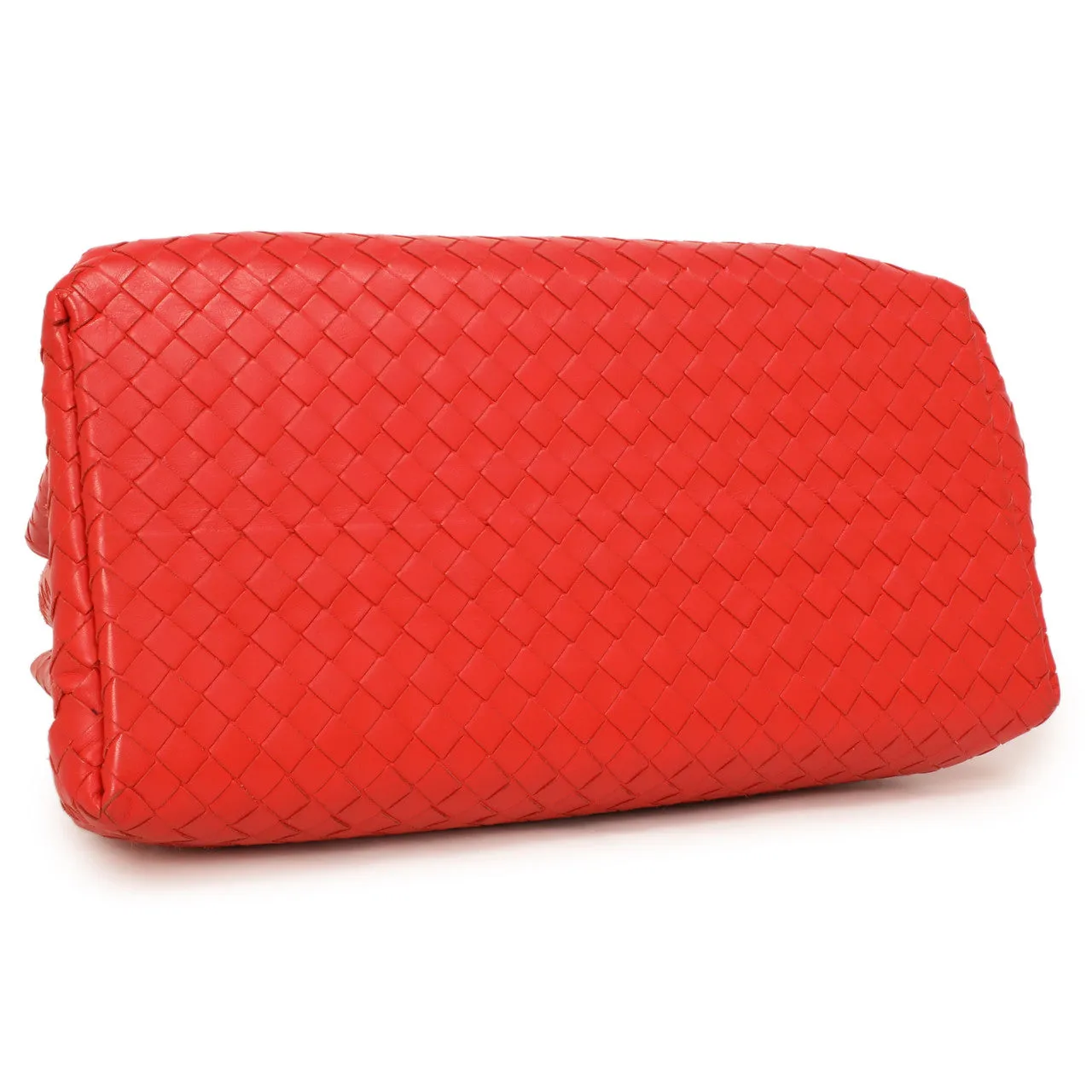 Bottega Veneta Red Intrecciato Small Roma  Bag