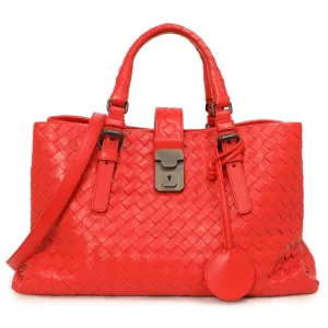 Bottega Veneta Red Intrecciato Small Roma  Bag