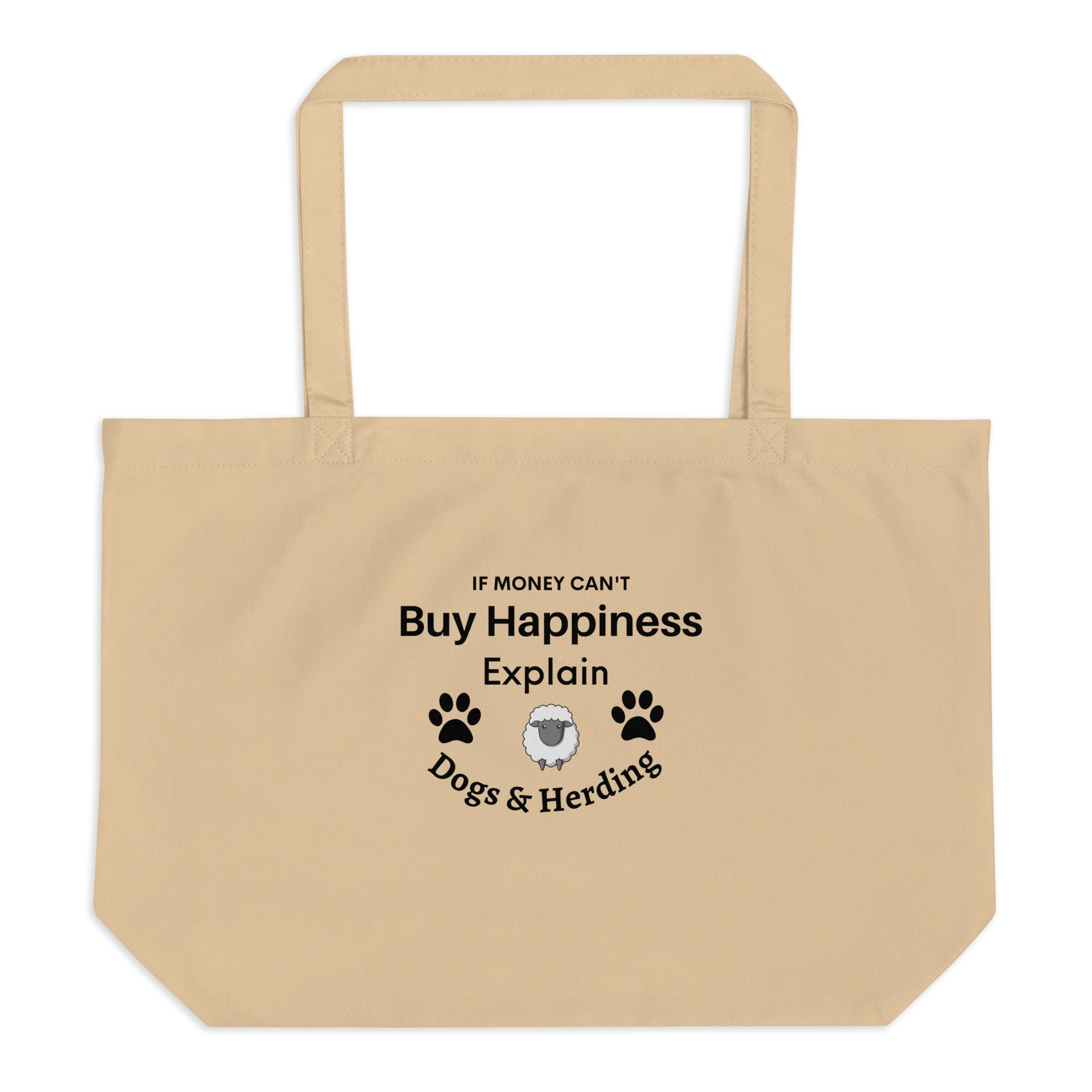 Buy Happiness w/ Dogs & Sheep Herding X-Large Tote/ Shopping Bags