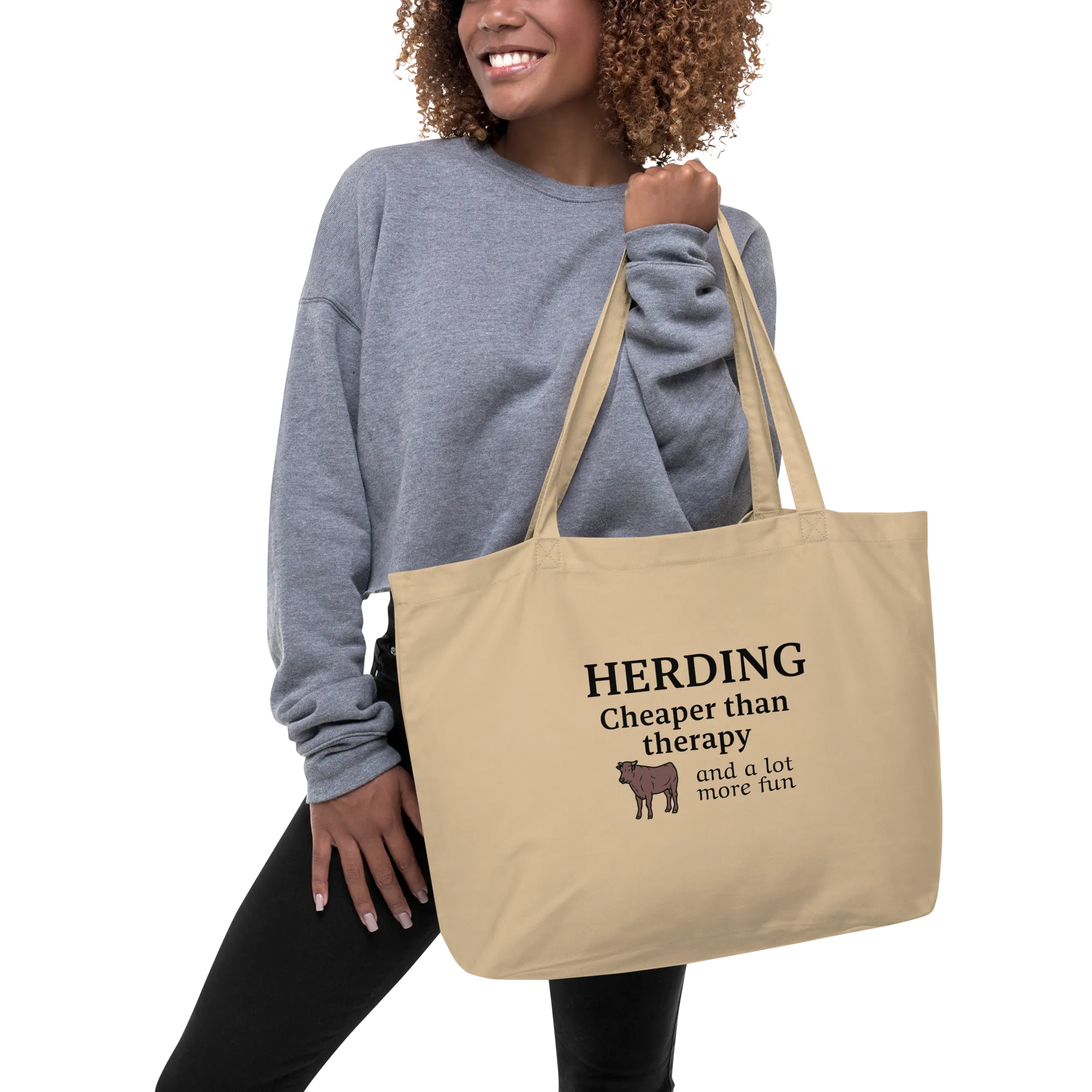 Cattle Herding Cheaper Than Therapy X-Large Tote/ Shopping Bags