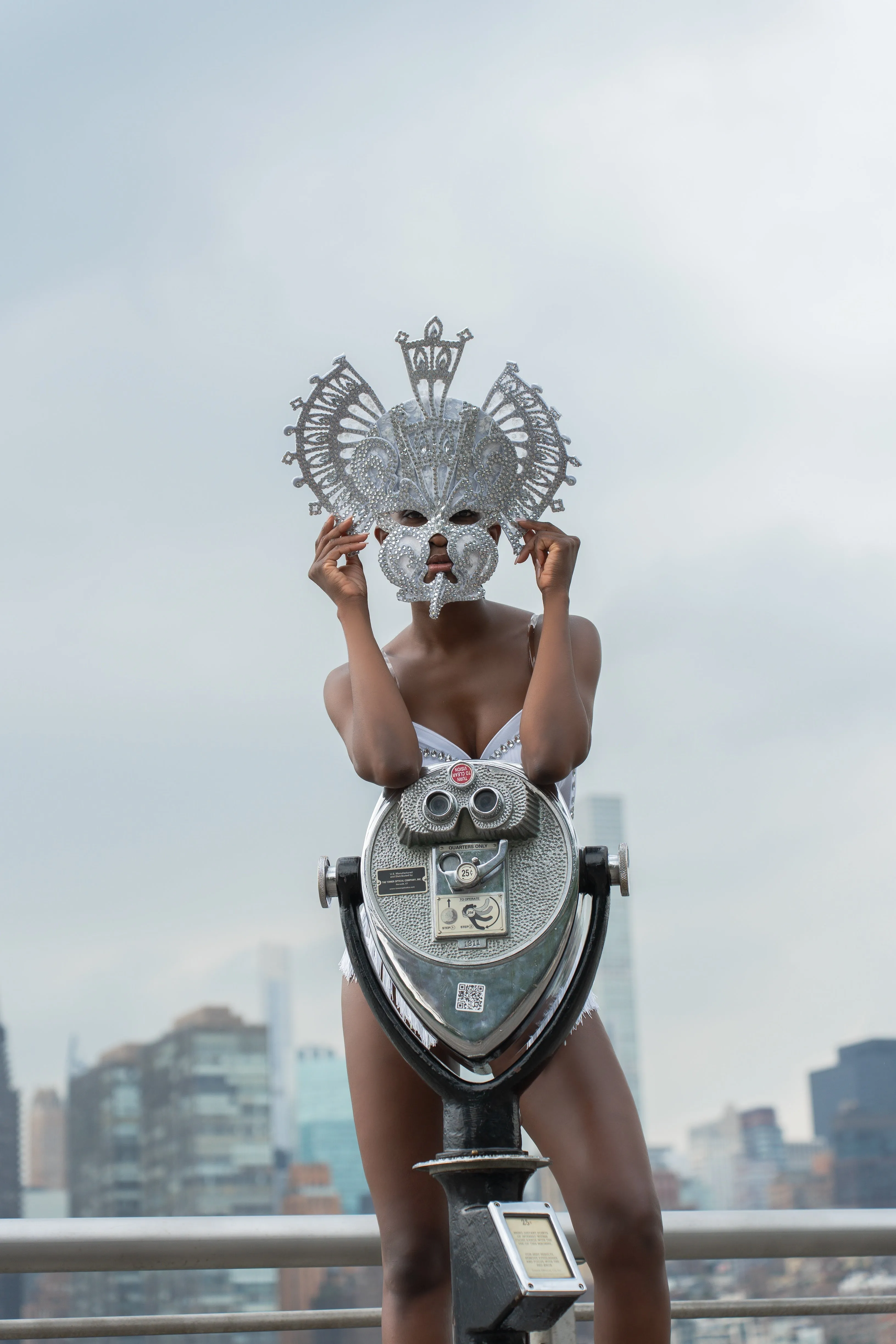Celestial Couture Bodysuit and Rhinestones Mask Set