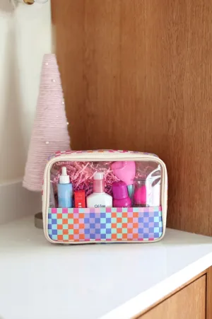 Checkered Cosmetic Bag