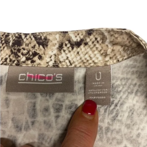 Chico’s Boho Reptile Print Cotton Blend Shacket Snap Closure