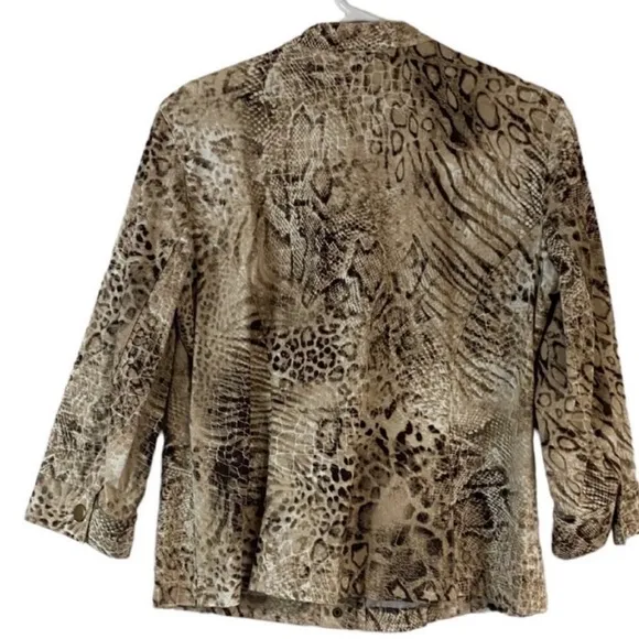 Chico’s Boho Reptile Print Cotton Blend Shacket Snap Closure