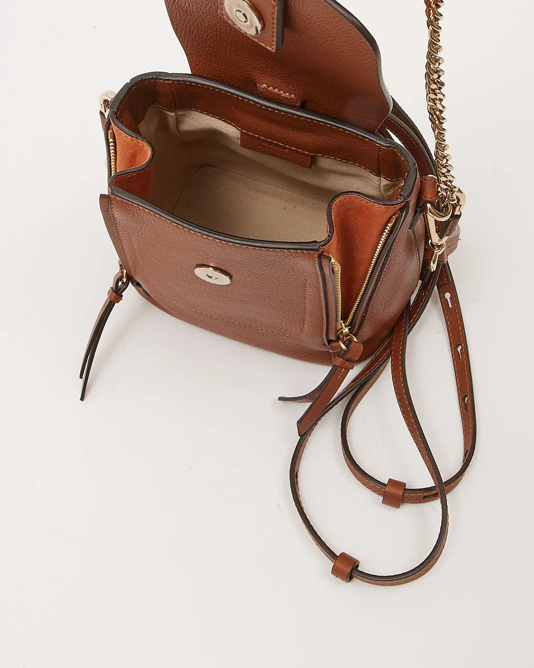 Chloe Chestnut Leather & Suede Mini Faye Backpack