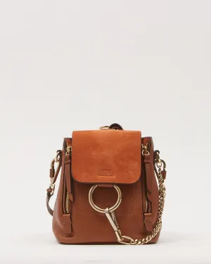 Chloe Chestnut Leather & Suede Mini Faye Backpack