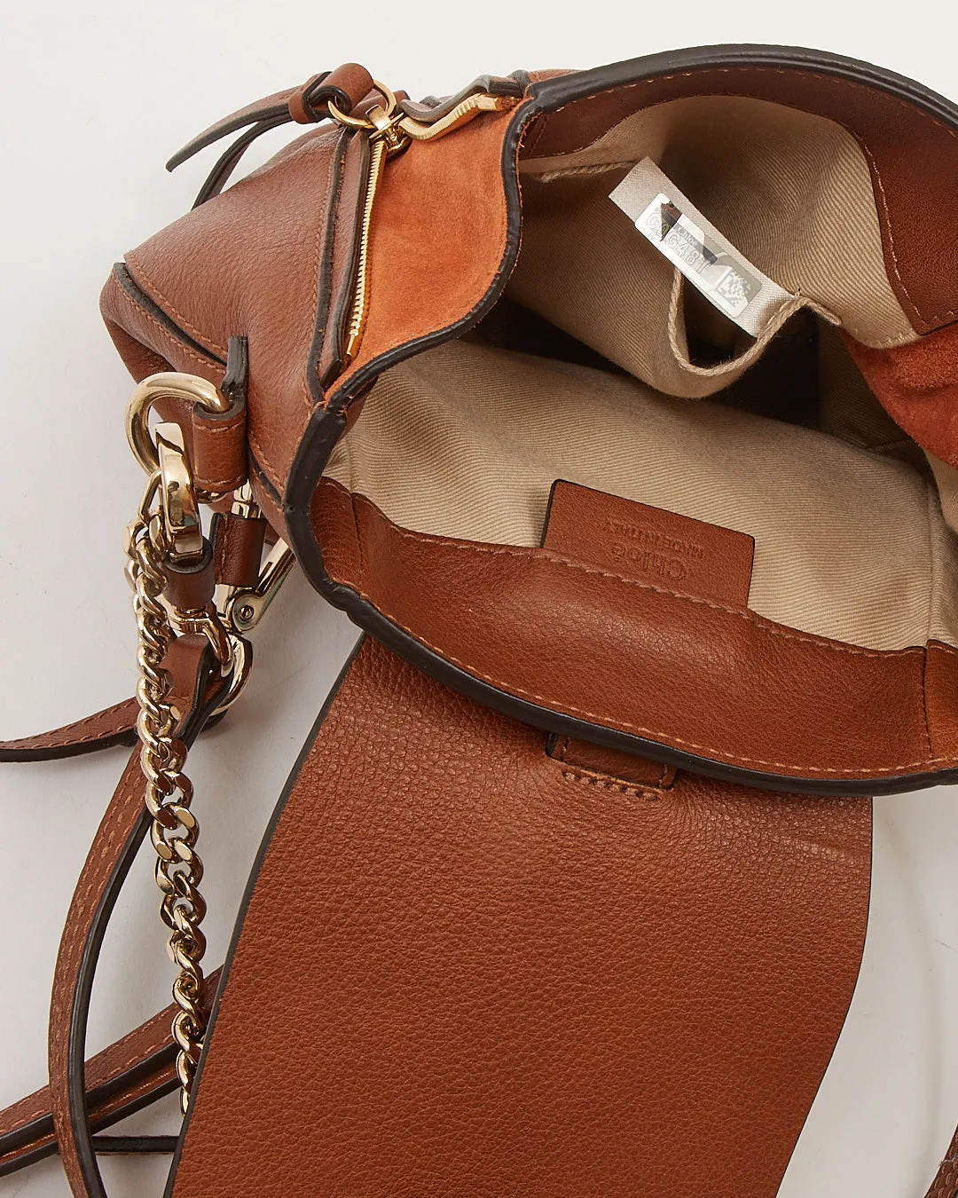 Chloe Chestnut Leather & Suede Mini Faye Backpack