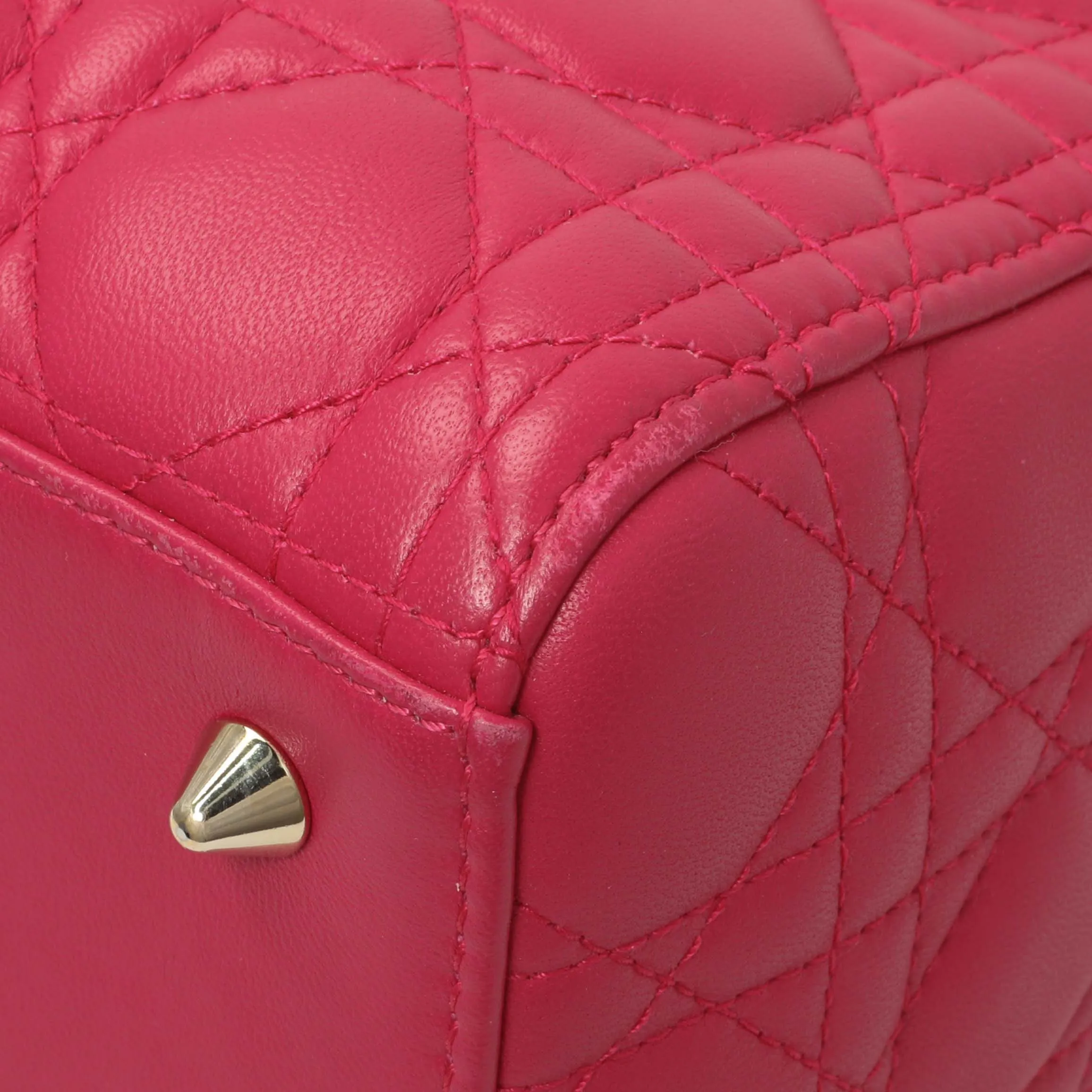 Christian Dior Pink Lambskin Cannage Medium Lady Dior