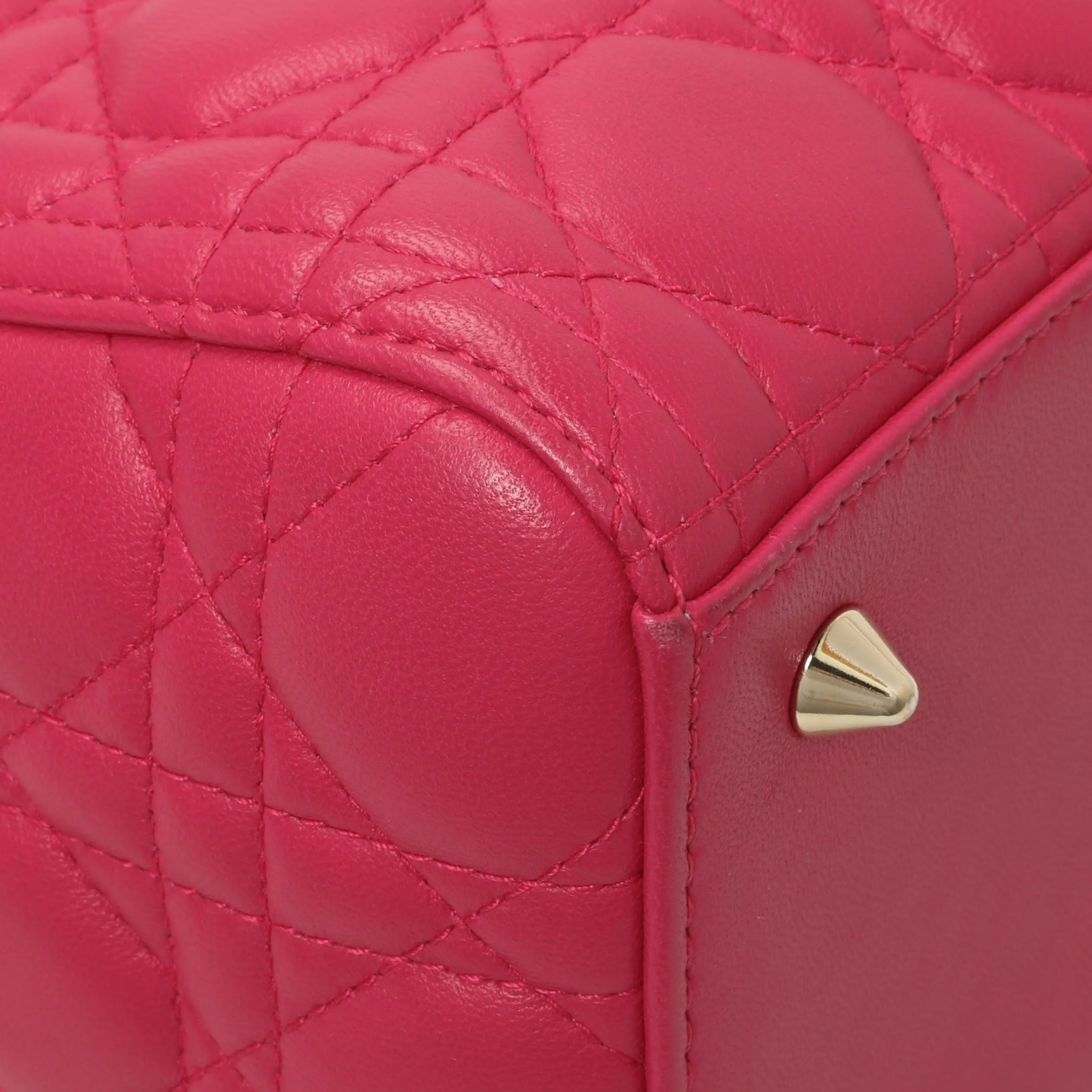 Christian Dior Pink Lambskin Cannage Medium Lady Dior