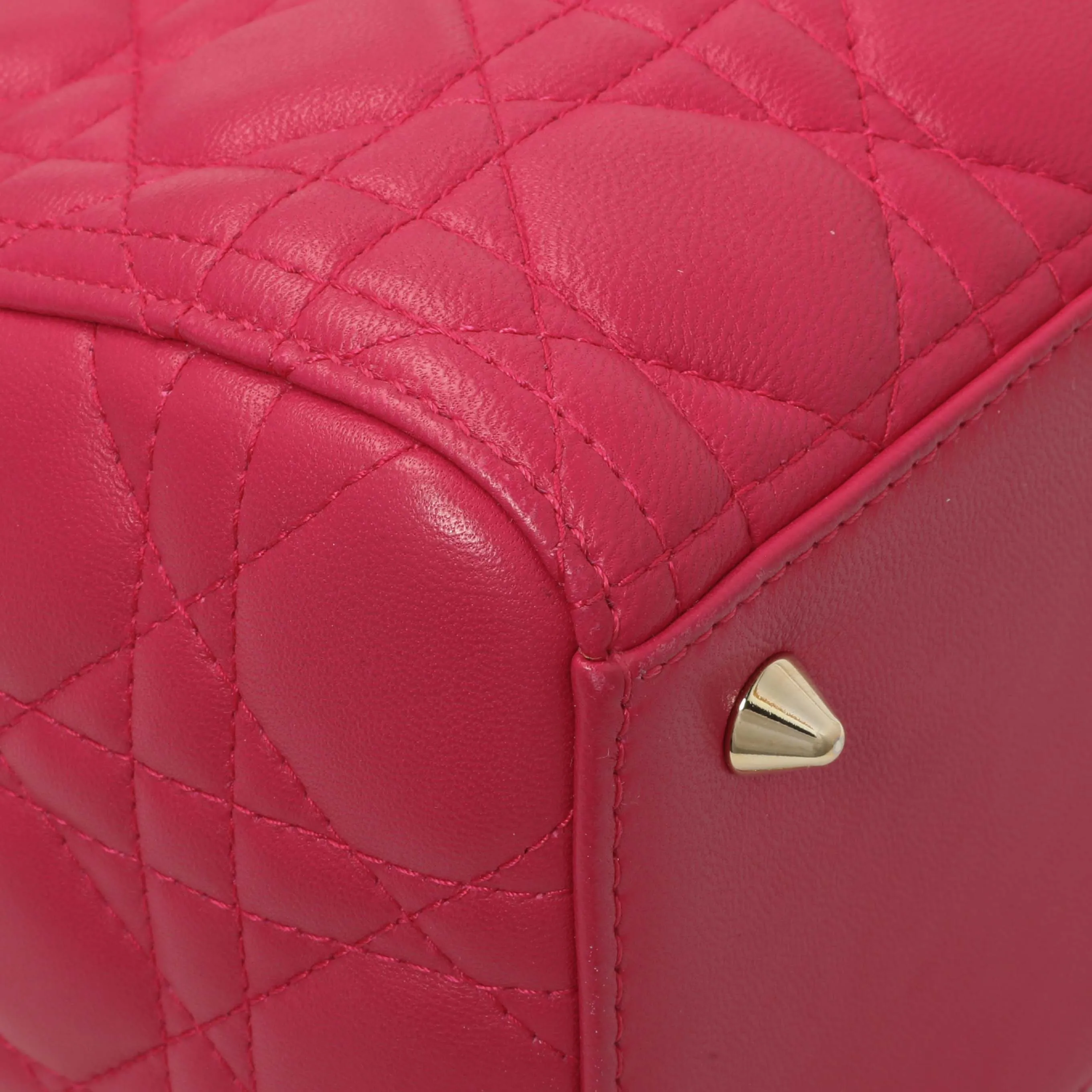 Christian Dior Pink Lambskin Cannage Medium Lady Dior